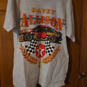 NASCAR Vintage Davey Allison Grey Short Sleeve Racing Graphic Tee